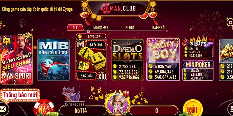 ManClub trò chơi đa dạng